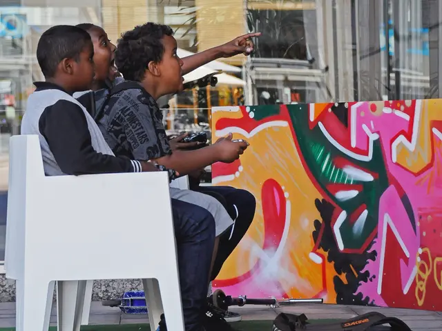 Youth construct a tribute using discarded plastic debris