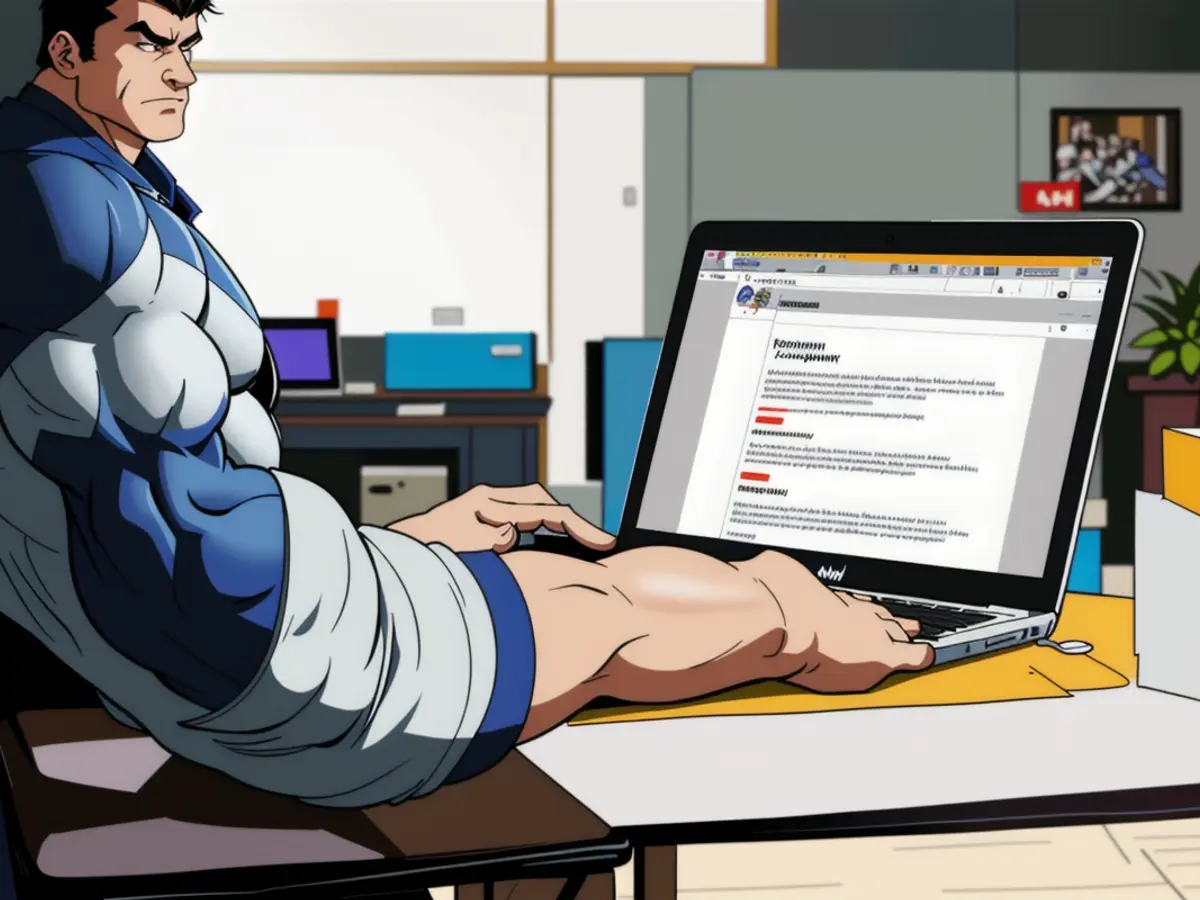 Individual crafting resume and CV in home workspace, utilizing laptop. Job hopeful exploring fresh...